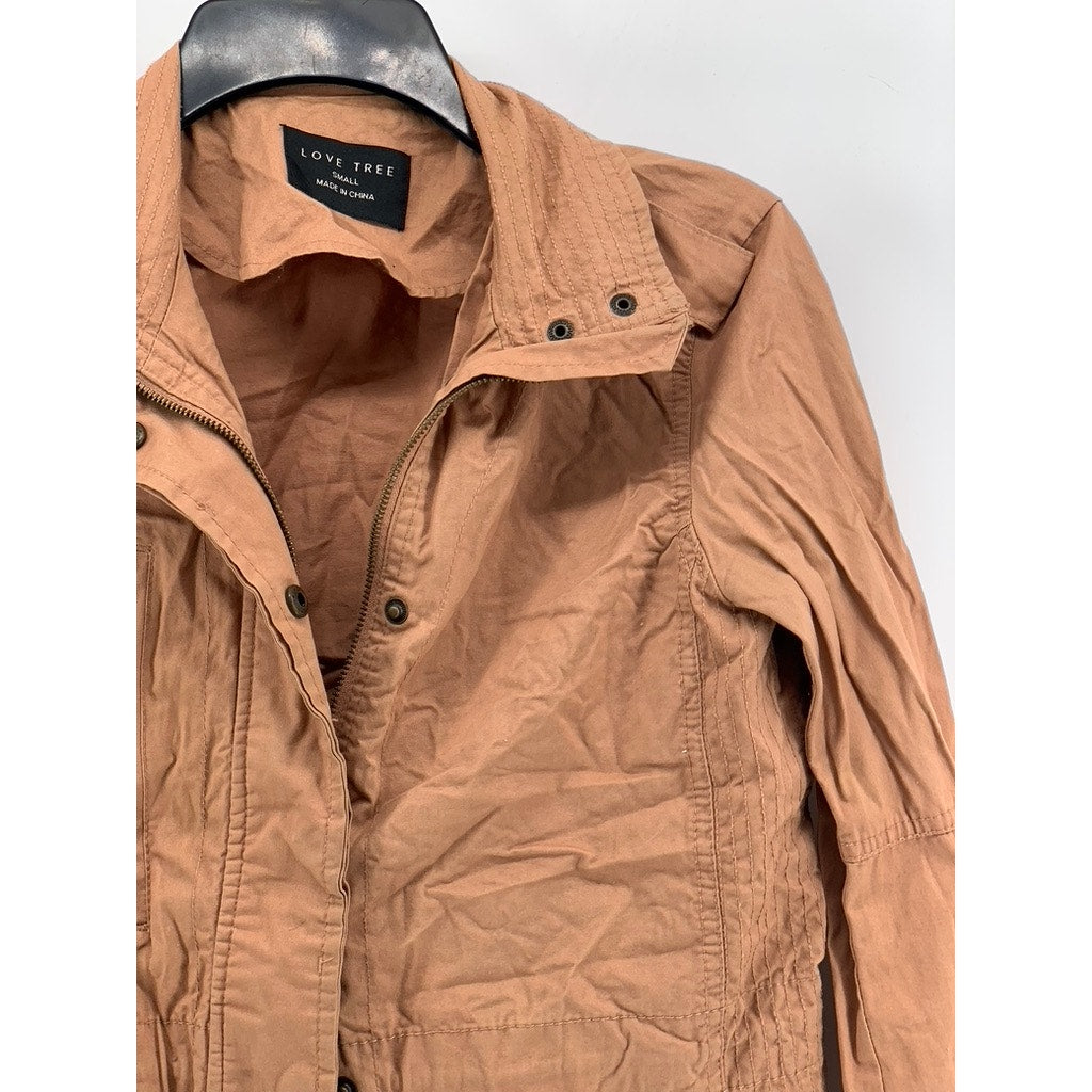 LOVE TREE Women's Tan Double Closure Cotton Long Sleeve Jacket SZ S