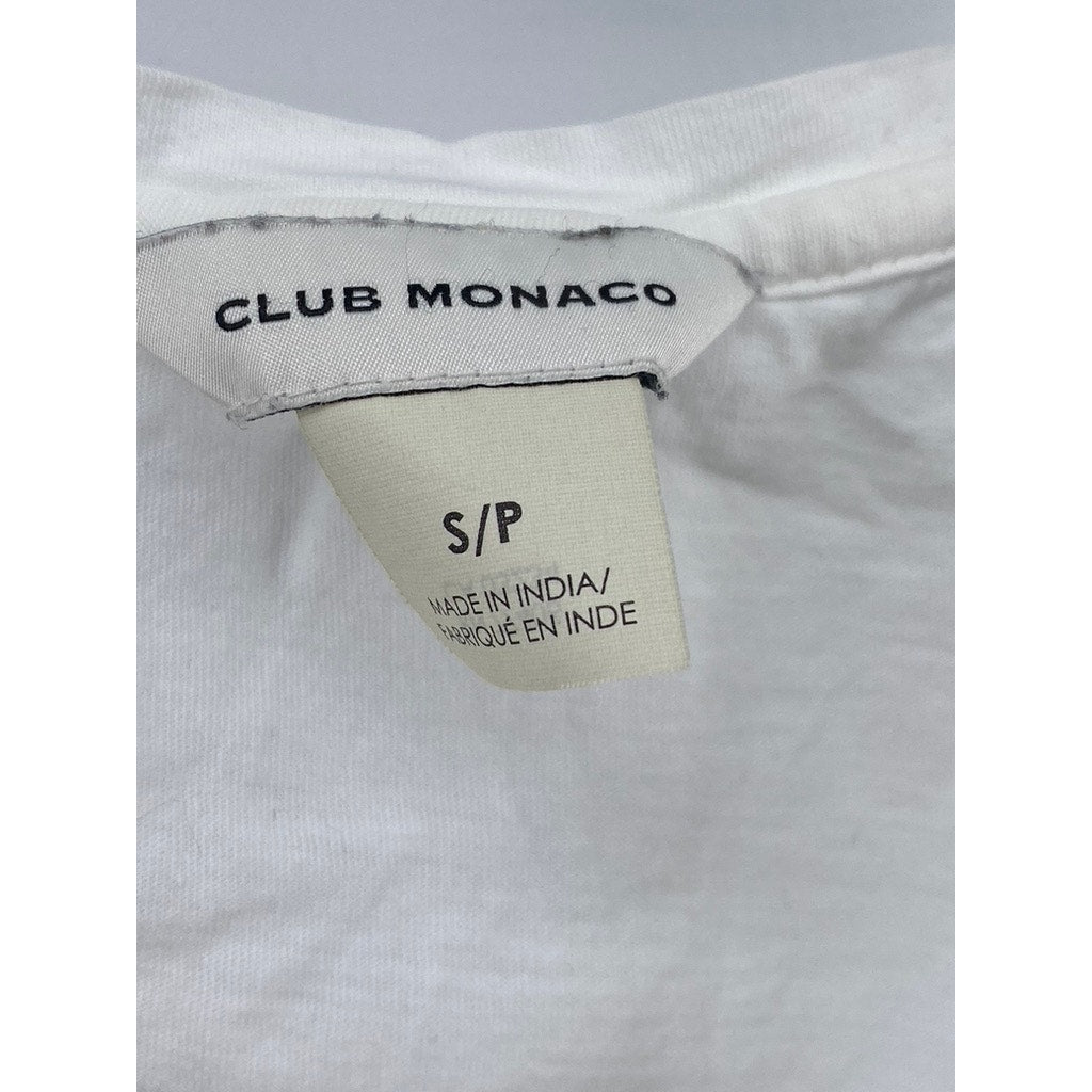 CLUB MONACO Women's White V-Neck Short Sleeve Casual Top SZ S