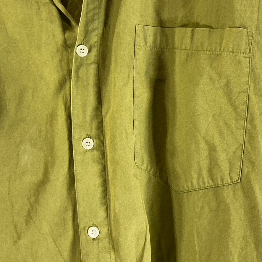 PINEAPPLE MOON Men's Vintage Olive Green Hawaiian Button Down Short SLeeve SZ M