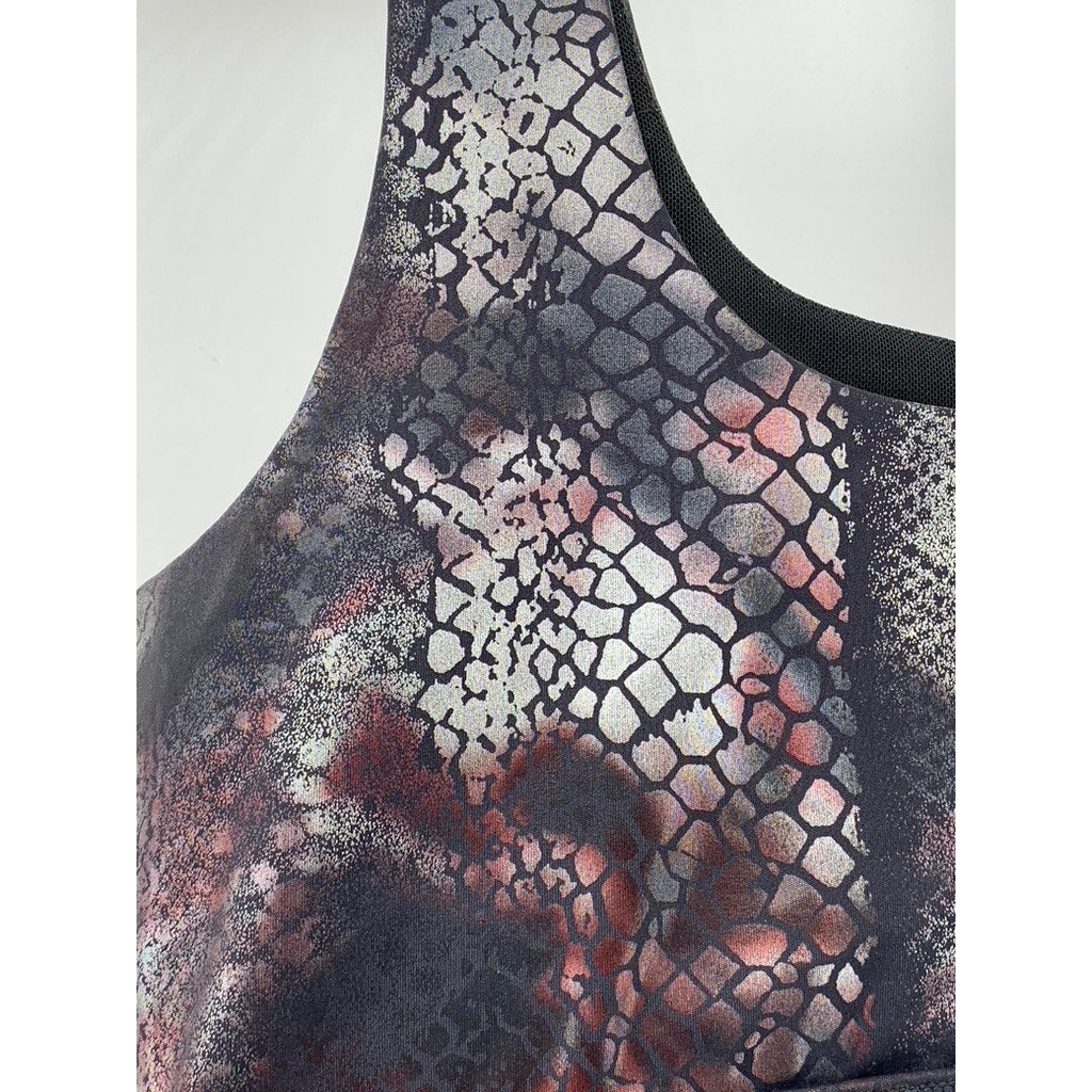MONO B Women's Black Metallic Snake Printed Sports Bra SZ M