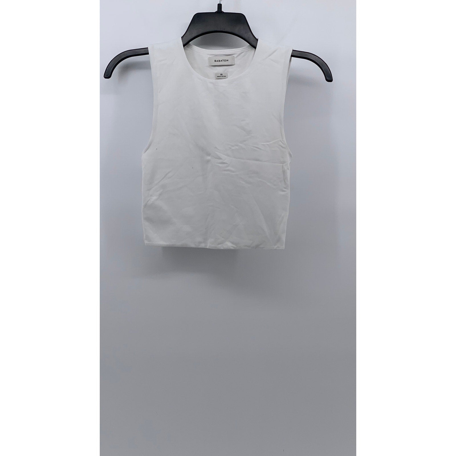 BABATON Women's White Pullover Crewneck Sleeveless Solid Crop Top SZ XS