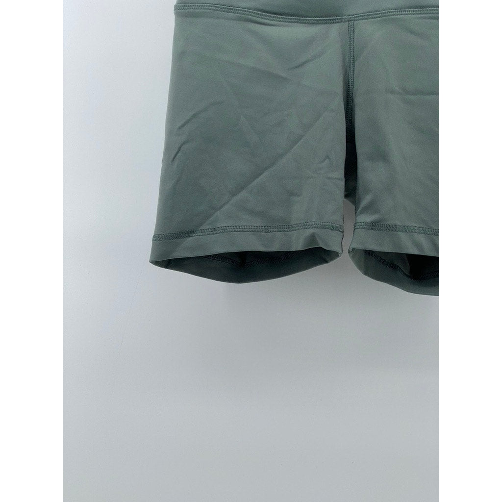 90 DEGREE BY REFLEX Women's Green Solid High-Rise Pull-On Bike Shorts SZ XS