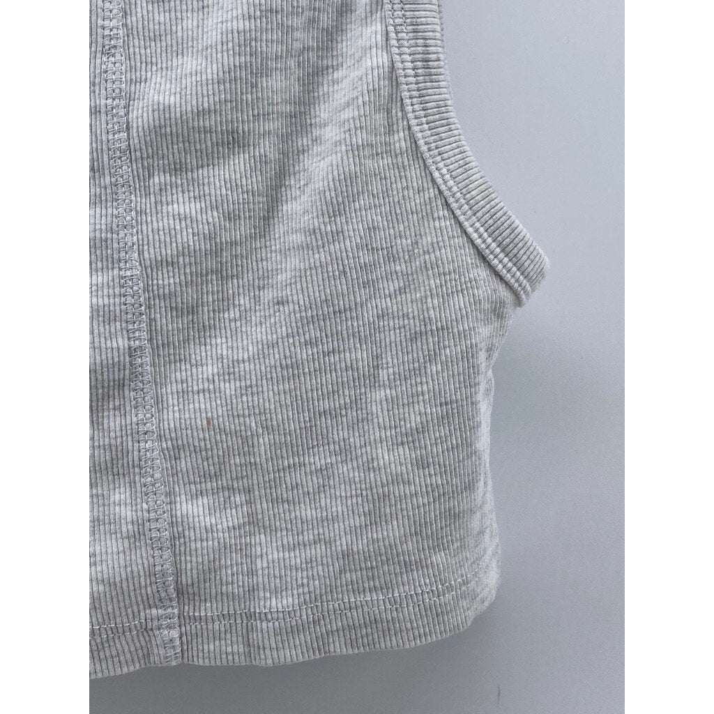 ZARA Women's Light Gray Ribbed Scoop-Neck Cropped Tank Top SZ M