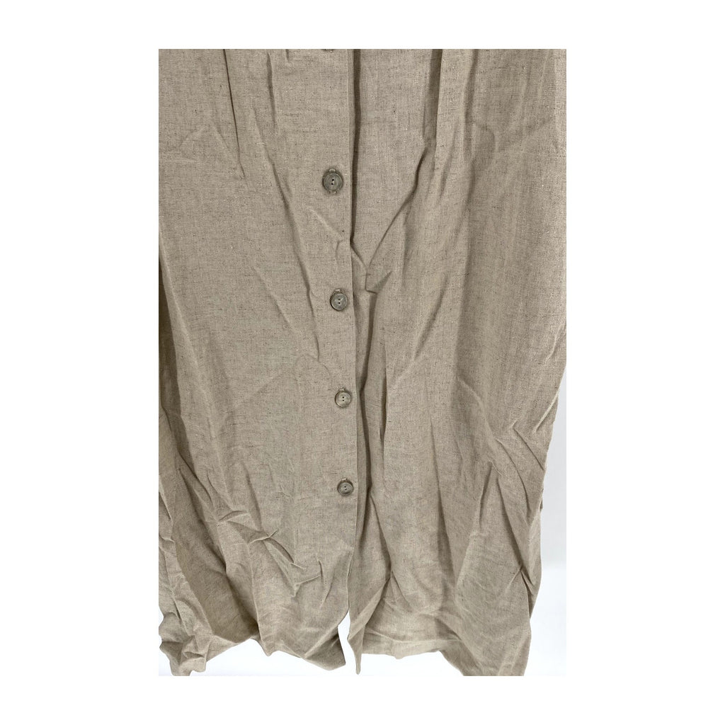 COLDWATER CREEK Women's Linen Tan Collared Maxi Dress SZ 12