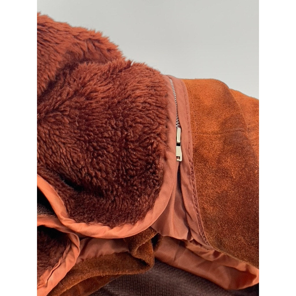 BERMAN'S THE LEATHER EXPERTS Women's Cognac Vintage Leather Belted Jacket SZ 14