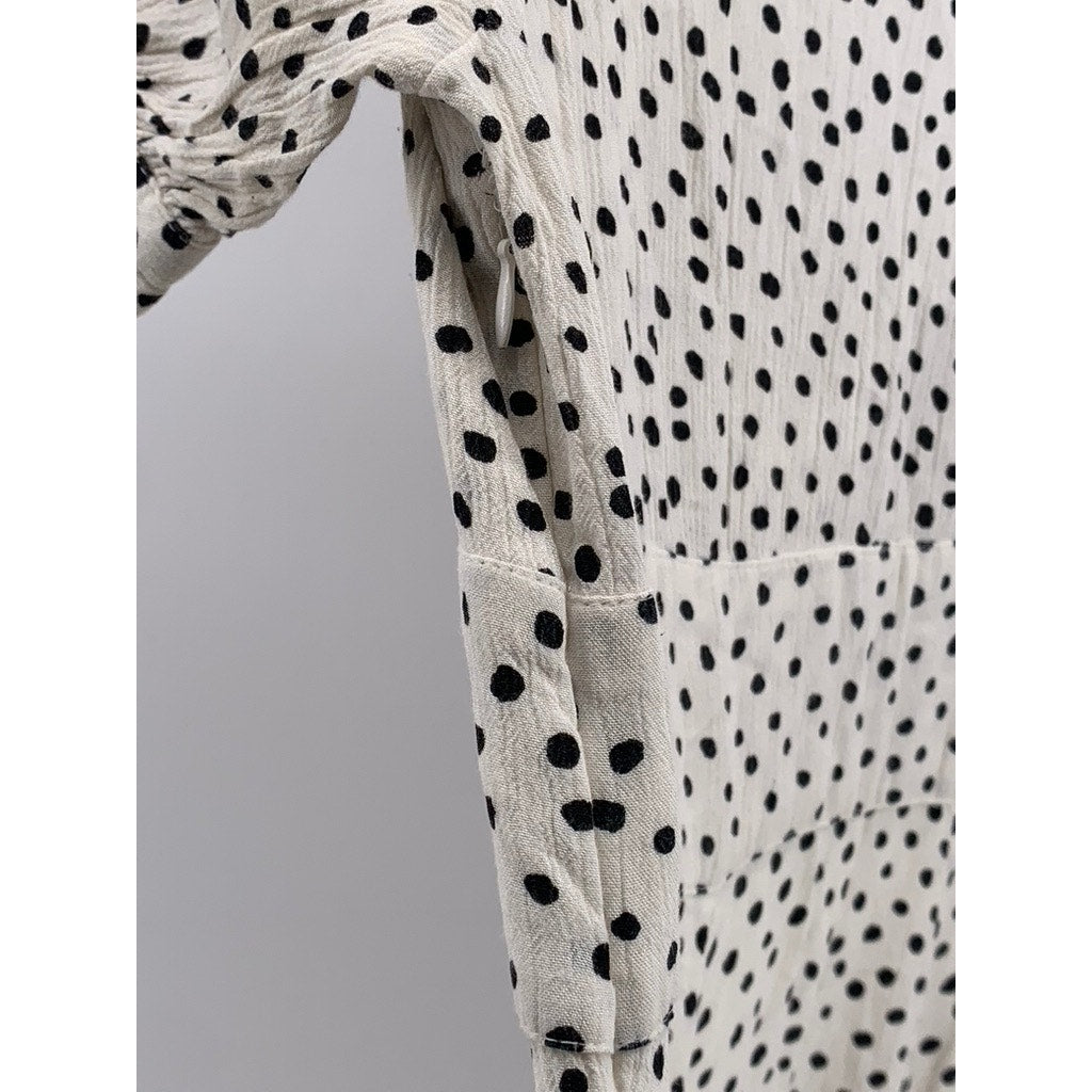 URBAN Women's White-Black Devin Polka Dot Tie-Front Midi Dress SZ 6