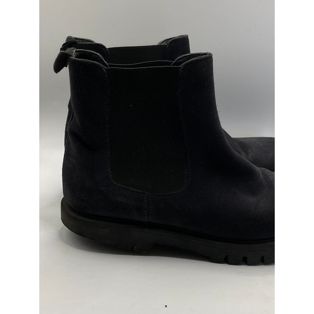 Women’s Navy Blue Faux Suede Round-Toe Lug-Sole Ankle Boots SZ 7