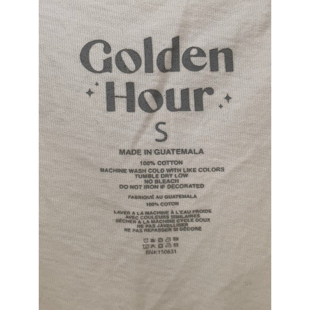 GOLDEN HOUR Women's Cream Italia Graphic Crewneck Short Sleeve Casual Top SZ S