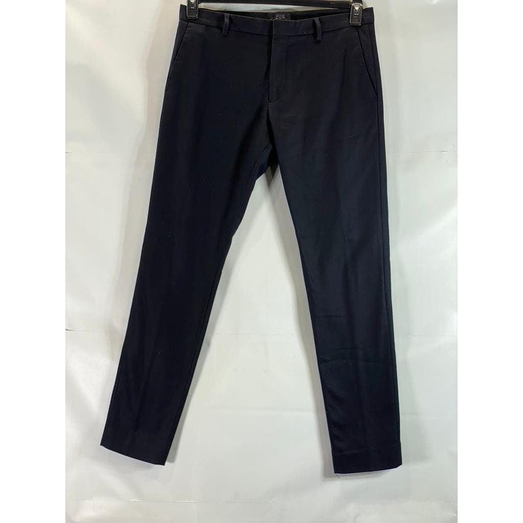 COS Men's Navy Wool-Blend Flat Front Dress Pants SZ 34R