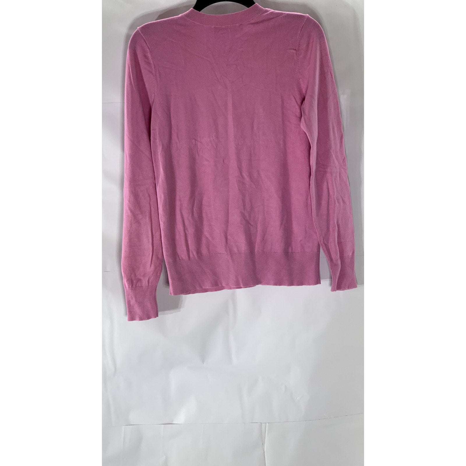 ANN TAYLOR LOFT Women's Pink Crewneck Shoulder-Button Sweater SZ M