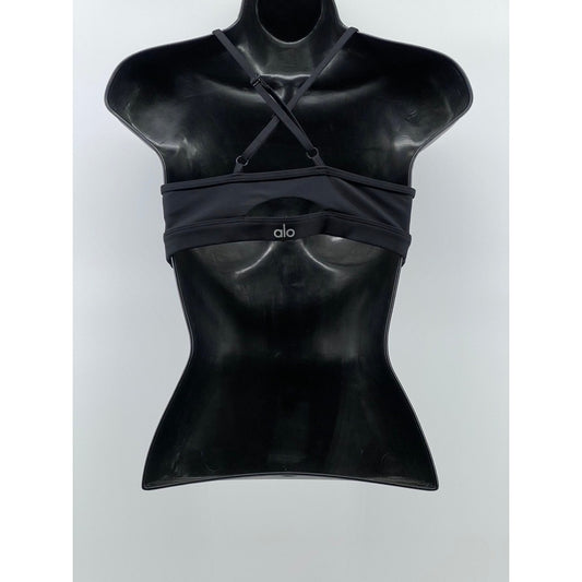 ALO Women's Black Spaghetti Strap Scoop-Neck Sports Bra SZ M