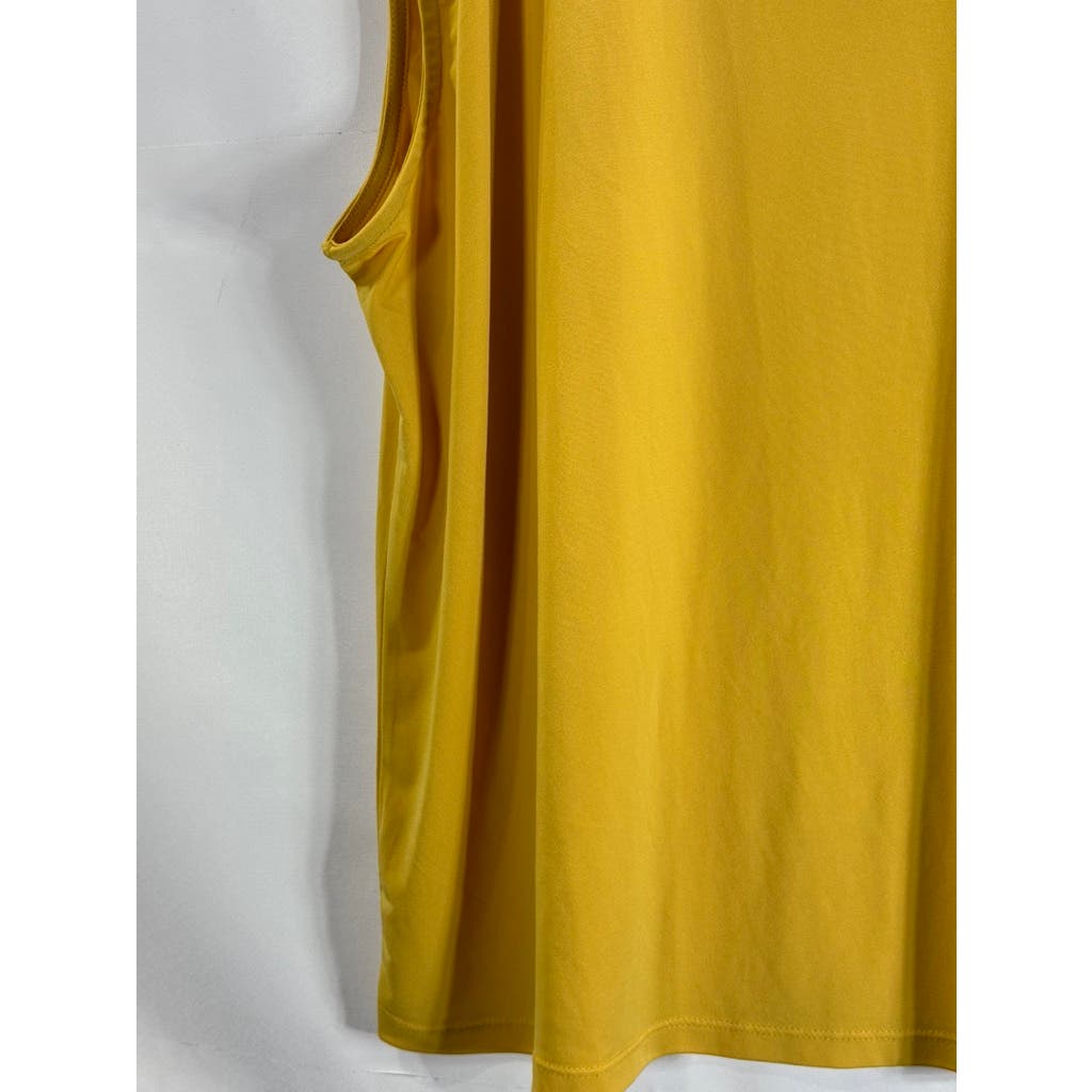 CARMEN CARMEN MARC VALVO Women's Plus Yellow Chain Detail Split-Neck Top SZ 2X