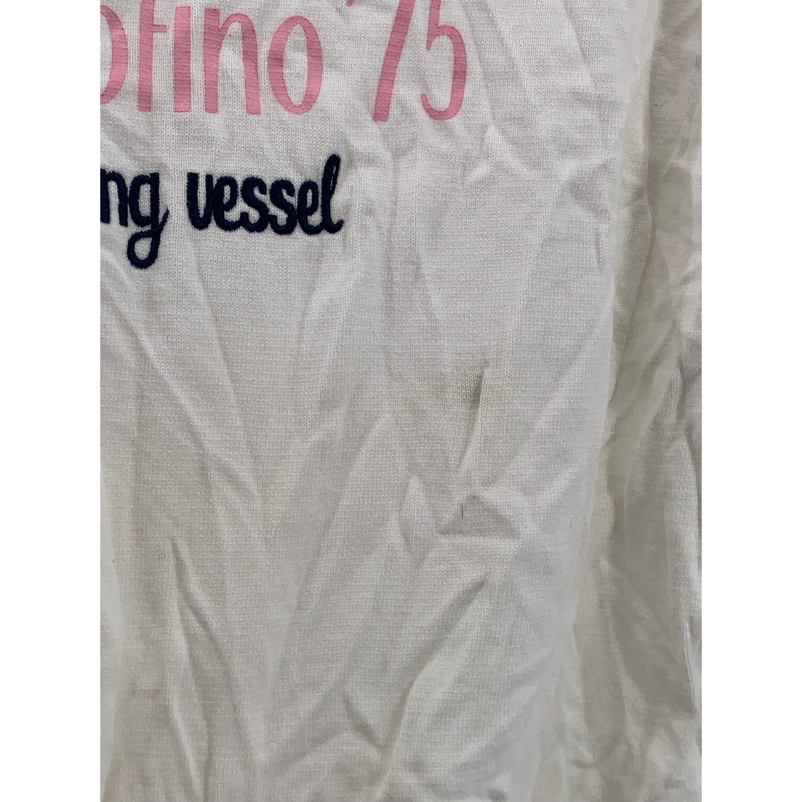 ZARA Men's White-Navy Bai Di Paraggi Embroidered Button-Up Polo Shirt SZ M