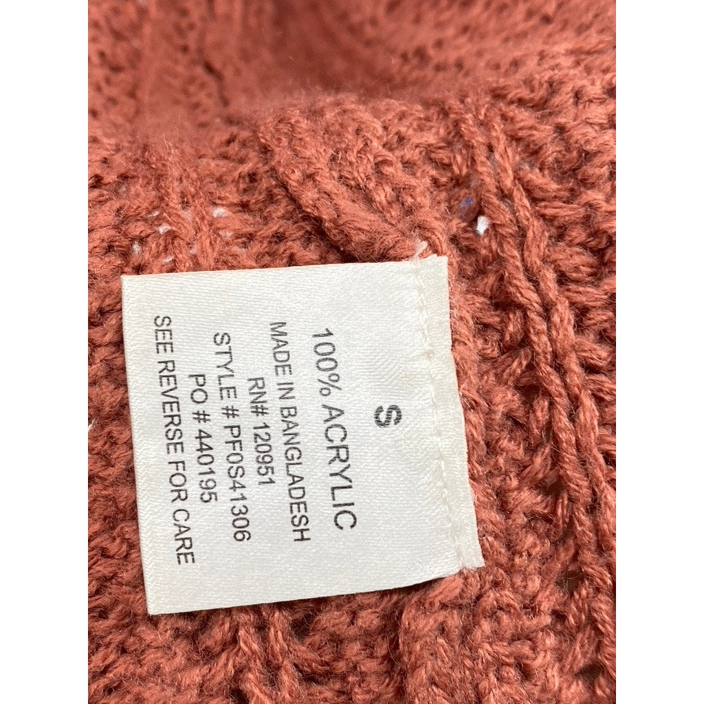 PINK ROSE Women's Rust Knit Open-Front Hooded Long Sleeve Duster SZ S