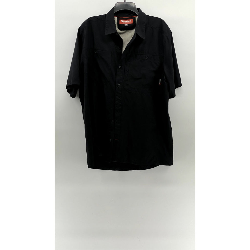 SIMMS FISHING Men's Navy Blue Button-Up Regular-Fit Short Sleeve Shirt SZ XL