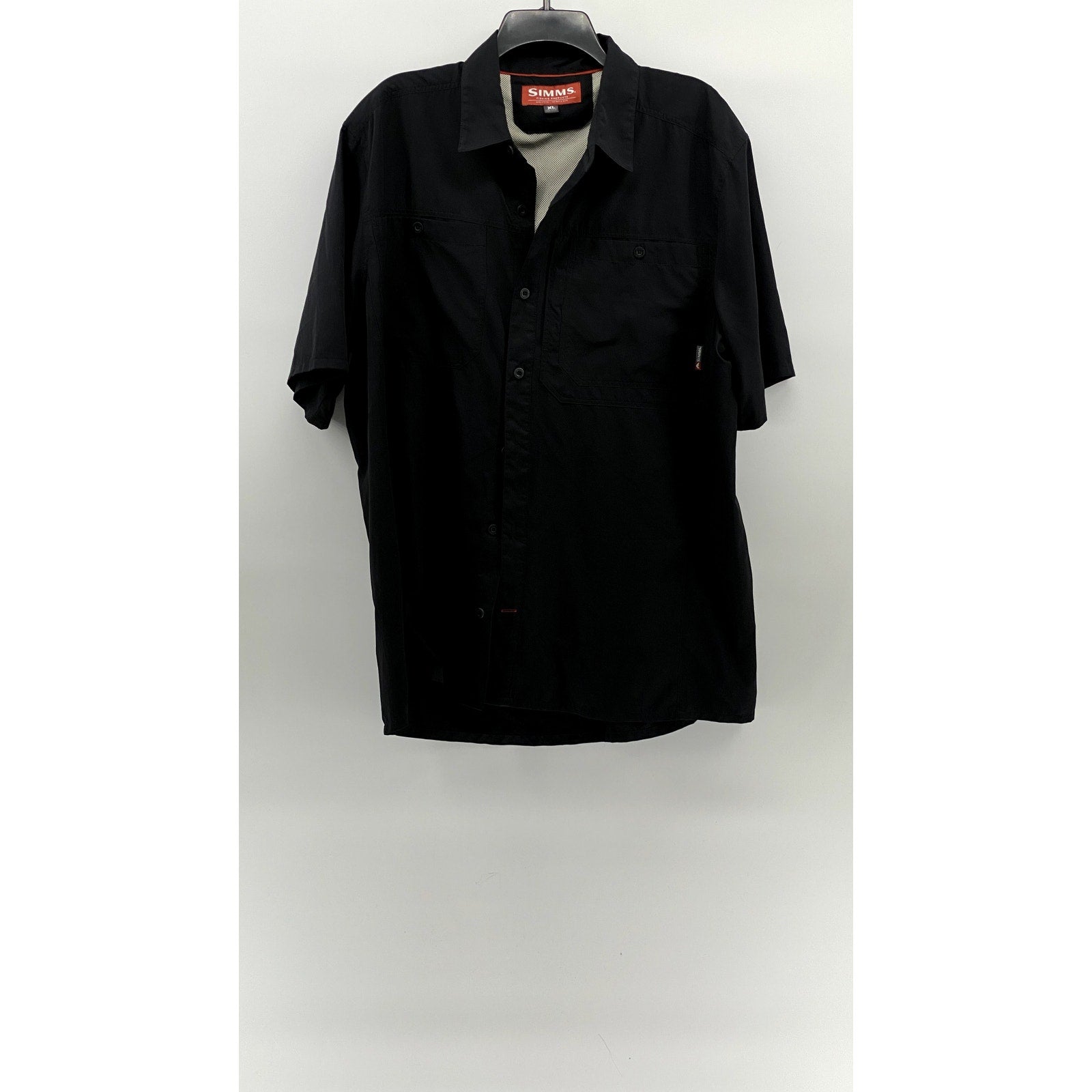 SIMMS FISHING Men's Navy Blue Button-Up Regular-Fit Short Sleeve Shirt SZ XL