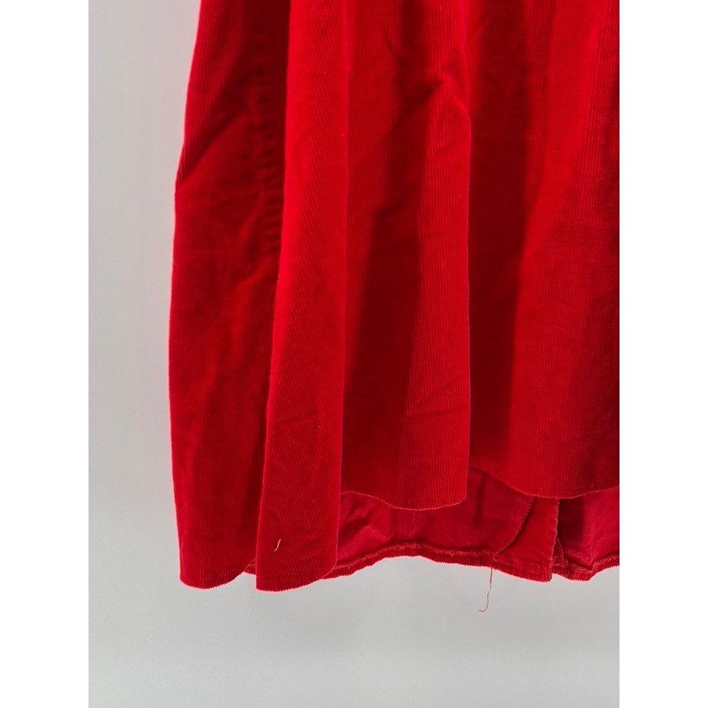 UNBRANDED Women's Red Corduroy Button-Up Adjustable A-line Overall Dress SZ S