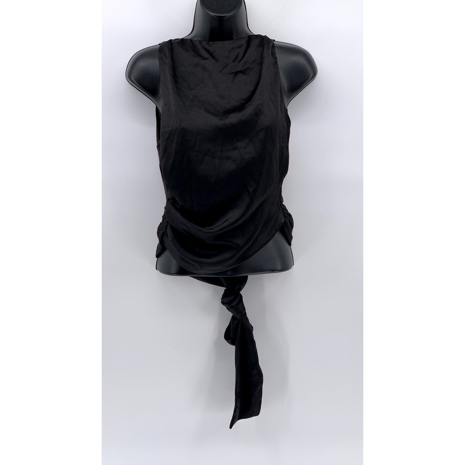 ZARA Women's Black Backless Tie-Hem Sleeveless Top SZ XS