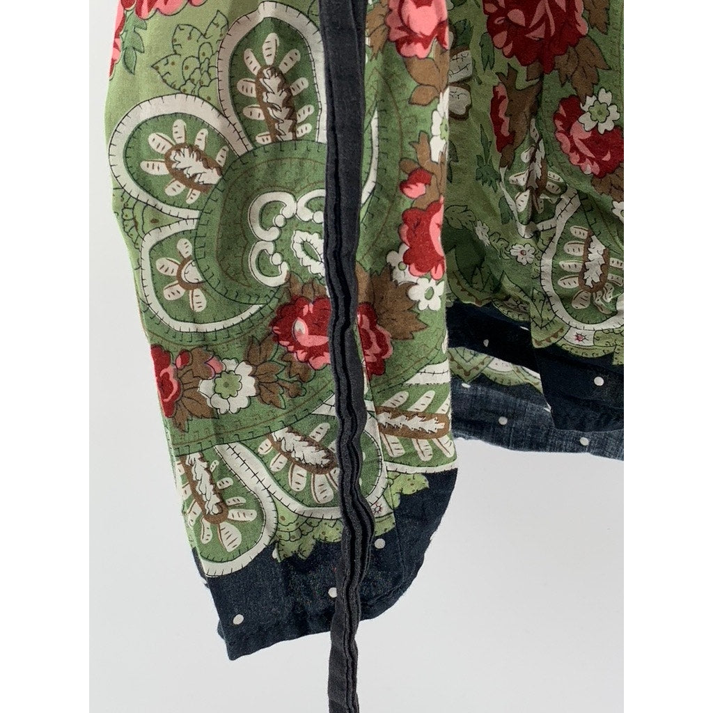SPEECHLESS Women's Multi Floral Printed V-Neck Belted Top SZ M
