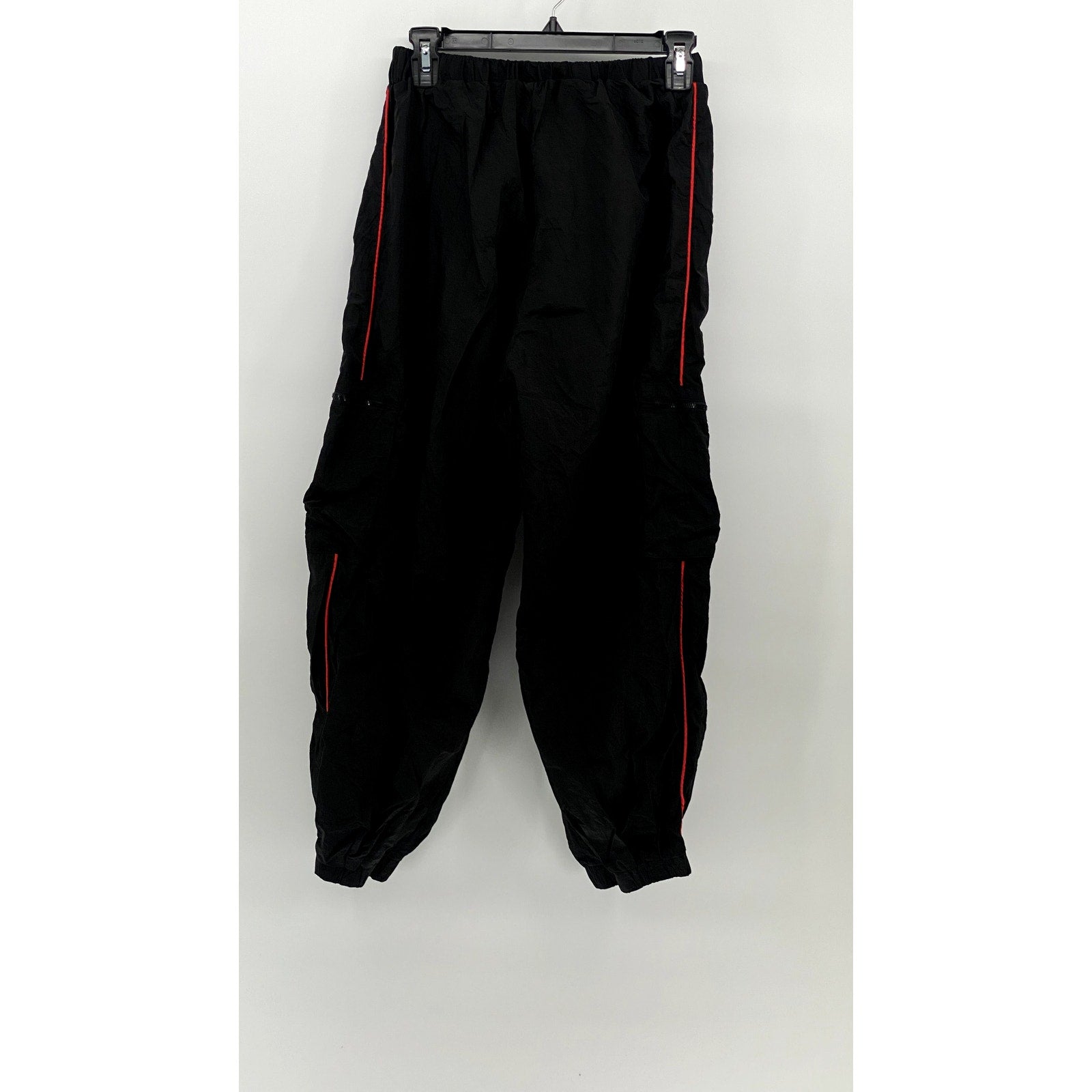 SHIEN Women's Black-Red Striped Pull-On Active Cargo Jogger Pants SZ M(US6)