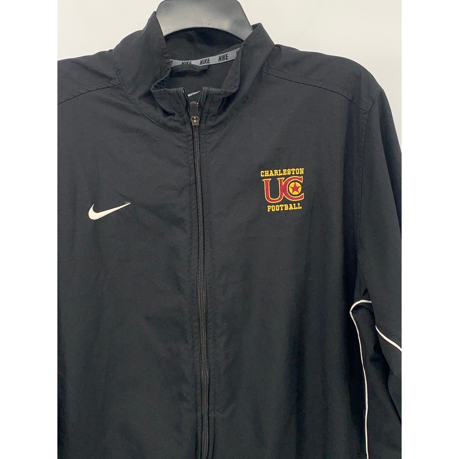 NIKE Men's Black-White Dri-Fit Charleston Football Zip-Up Track Jacket SZ L
