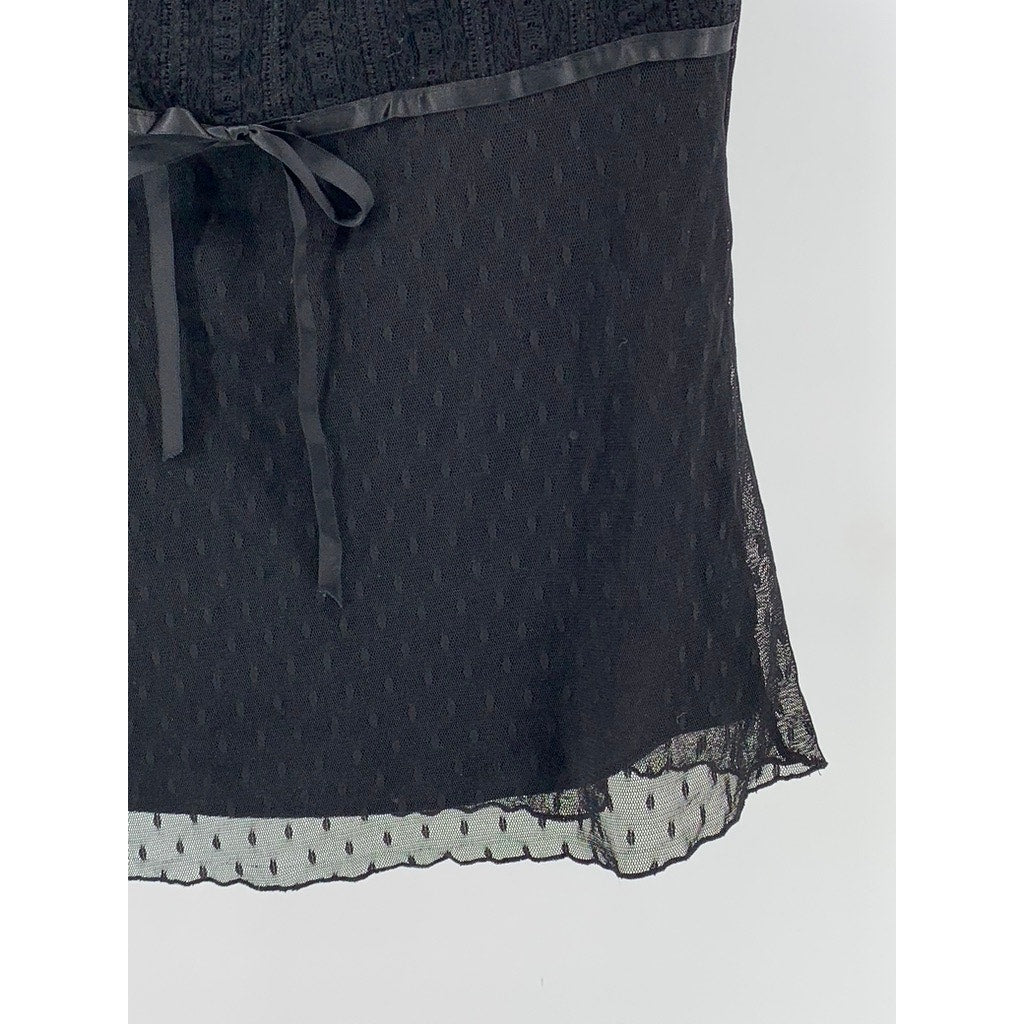 AGENDA Women's Black Lace-Trim Short Sleeve Top SZ XL