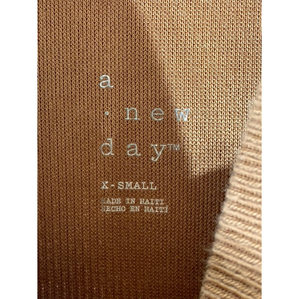 A NEW DAY Women’s Brown Ribbed Mock-Neck Sleeveless Top SZ XS