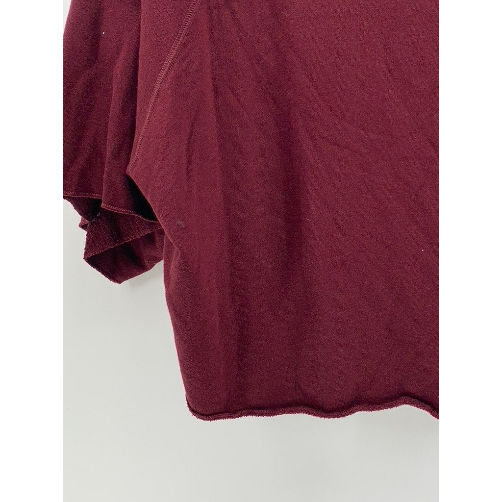 PINK Women's Burgundy Cropped Oversized Sweater SZ L