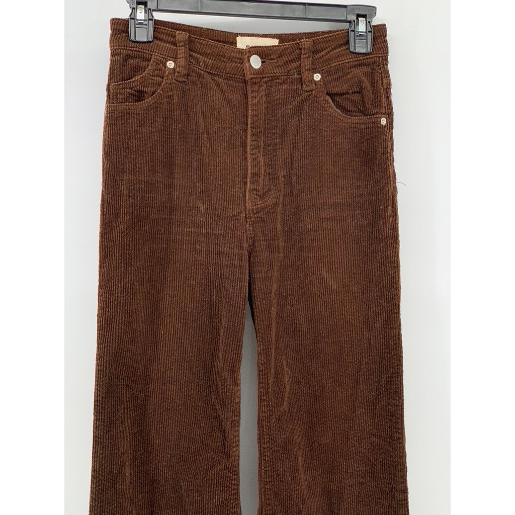 ROLLA'S Women's Brown Corduroy Flare High-Rise Pants SZ 26(US2)