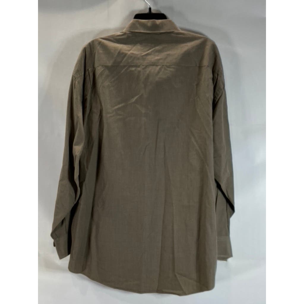 NORDSTROM Men's Brown Printed Relaxed Classic Button-Up Dress Shirt SZ 17.5/34