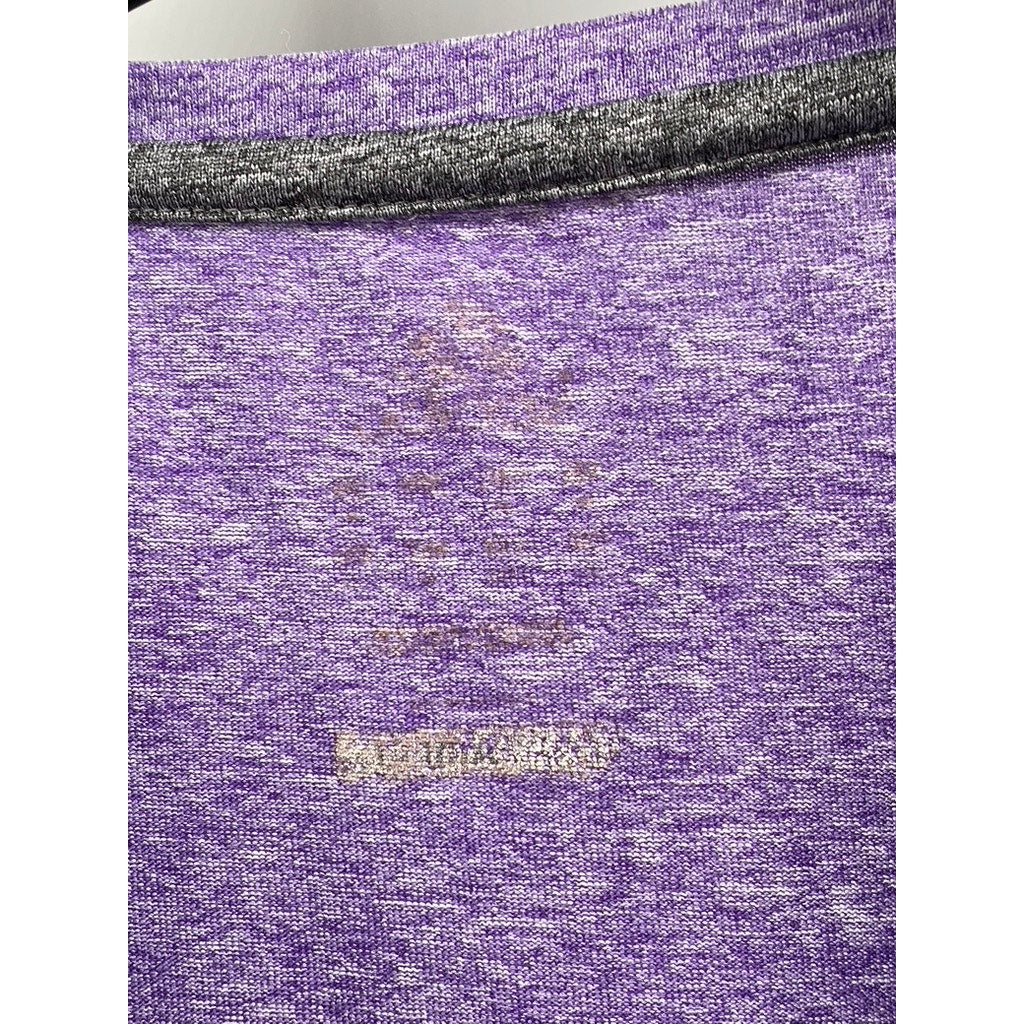 ADIDAS Women's Purple Heather Crewneck Short Sleeve Top SZ L