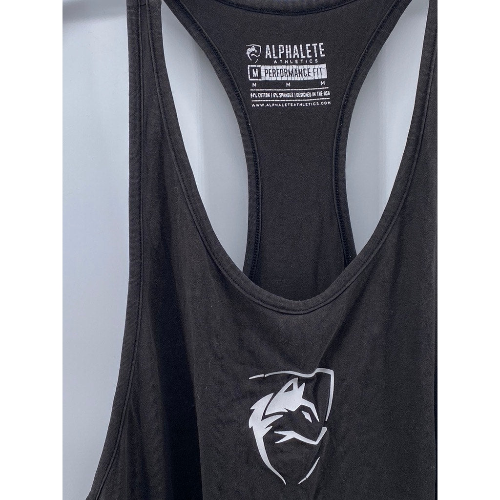 ALPHALETE ATHLETICS Men's Black Scoop-Neck Sleeveless Performance Fit Shirt SZ M