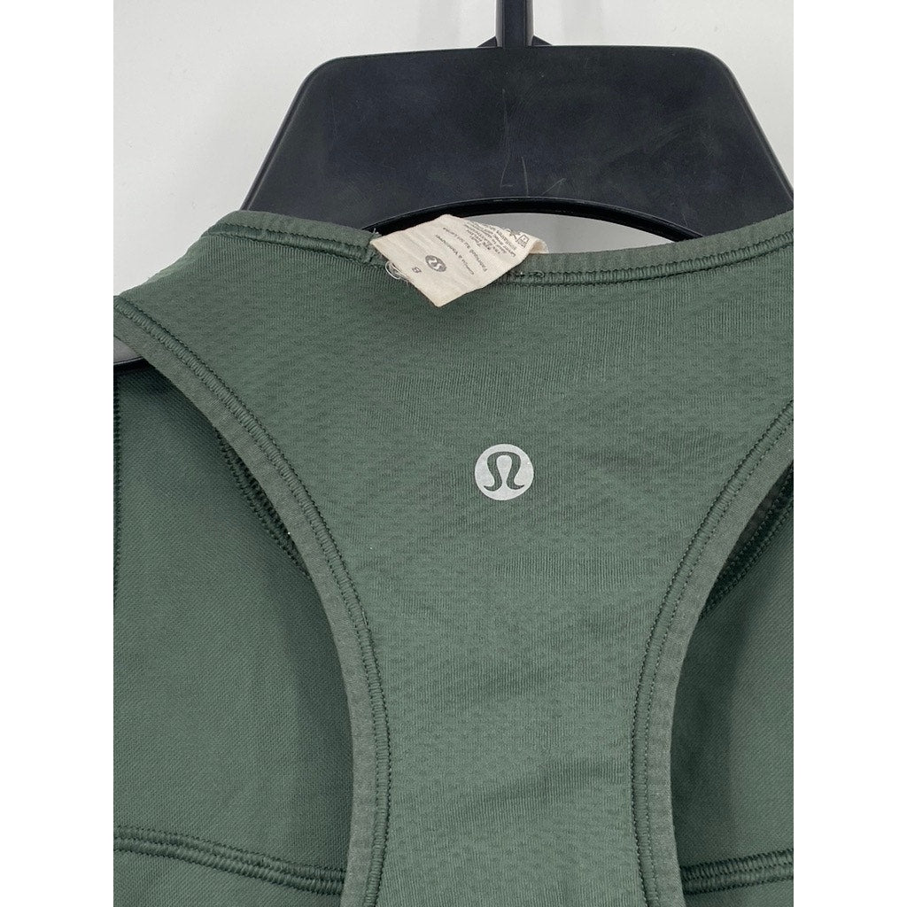 LULULEMON Women's Dark Green Crewneck Racerback Padded Activewear Tank Top SZ 8