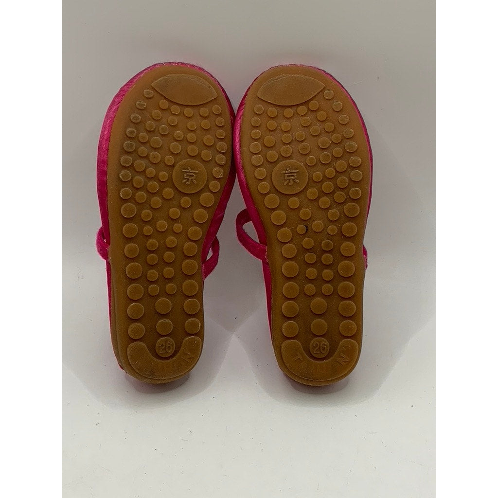 UNBRANDED Baby's Pink Satin Floral Embroidered Mary Janes SZ 26(7)