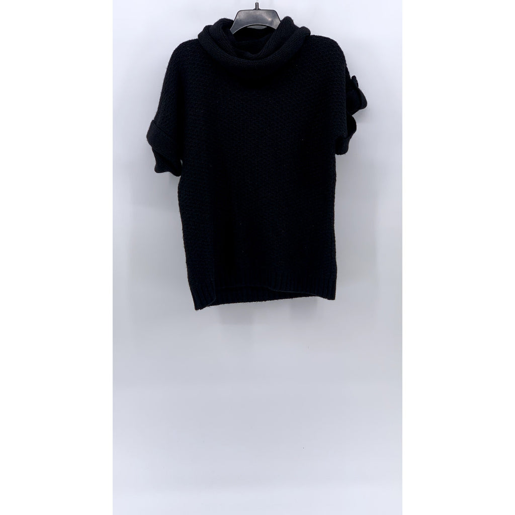 GENFINS COLLECTION Women's Black Knit Cowl-Neck Short Sleeve Top SZ 48(USXL)