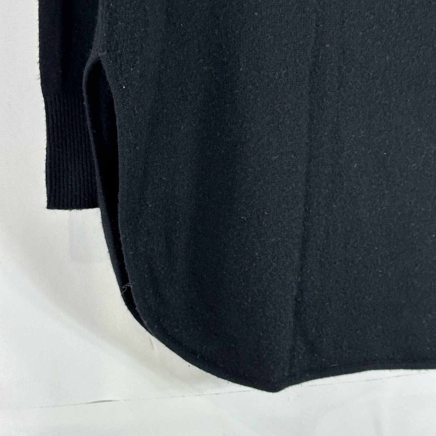 HALOGEN Women's Solid Black Wool/Cashmere Crewneck Round Split-Hem Sweater SZ2XS