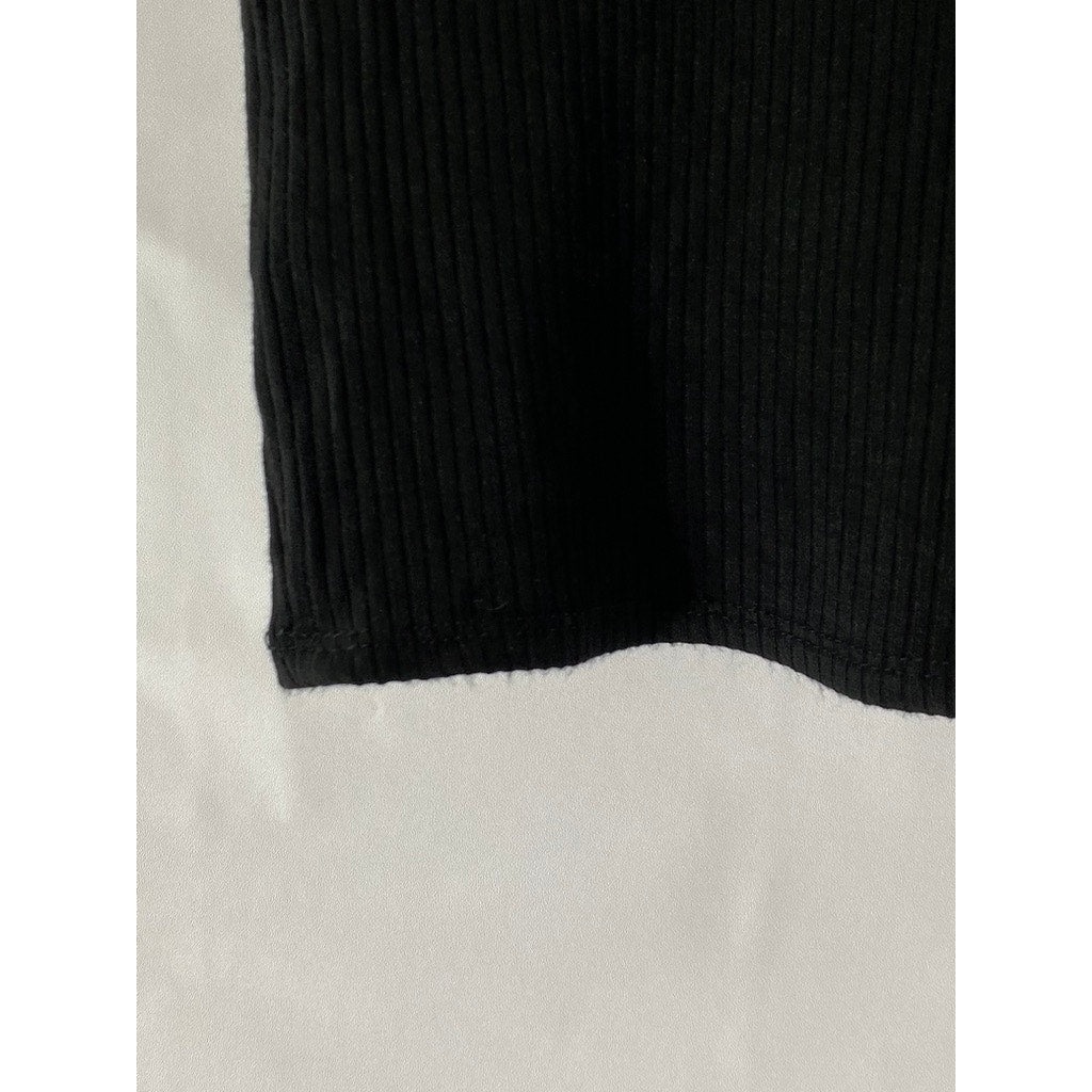 FOREVER 21 Women’s Black Ribbed Crewneck Short Sleeve Cropped Top SZ M