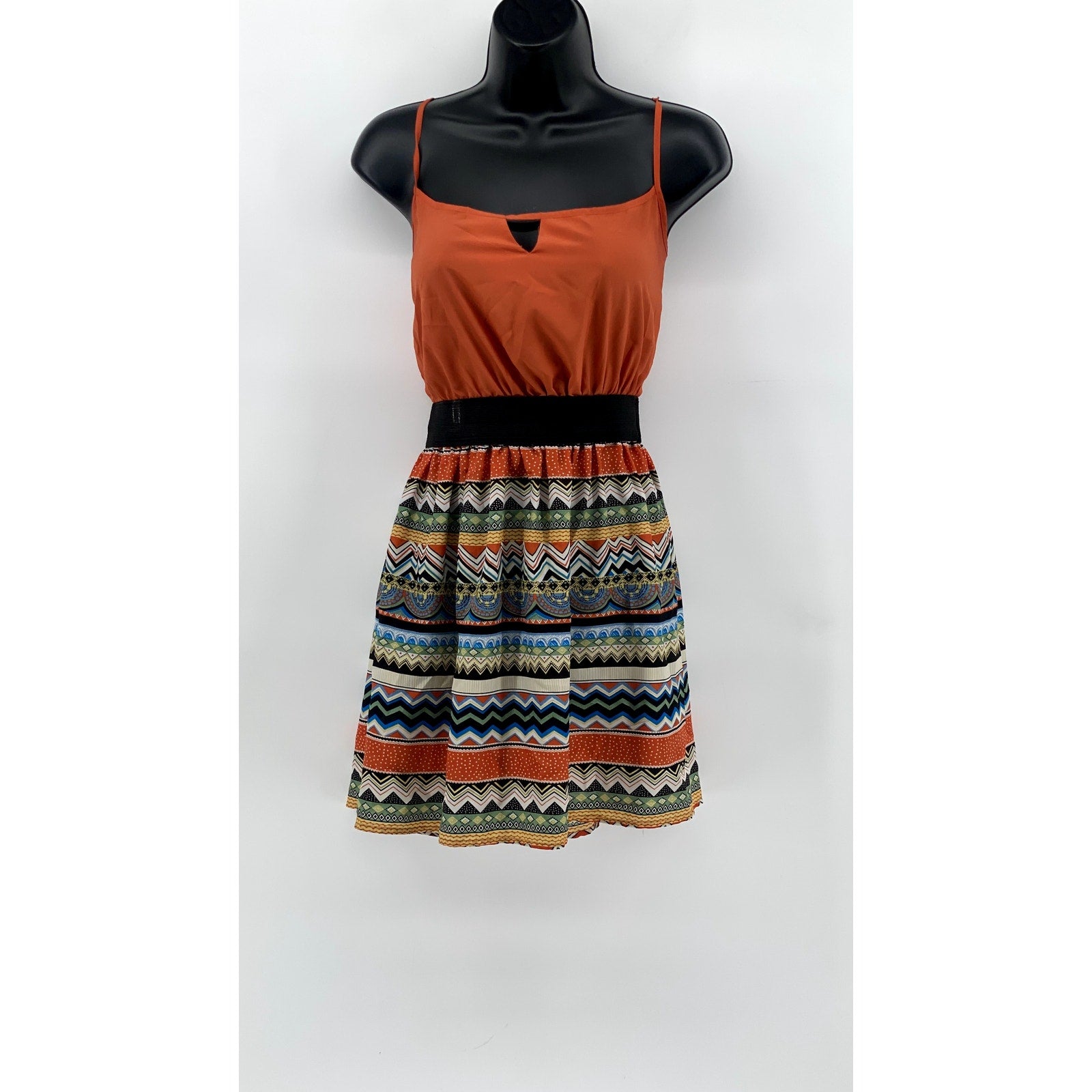 TRIXXI Women's Orange-Multi Print Cutout Mini Dress SZ M