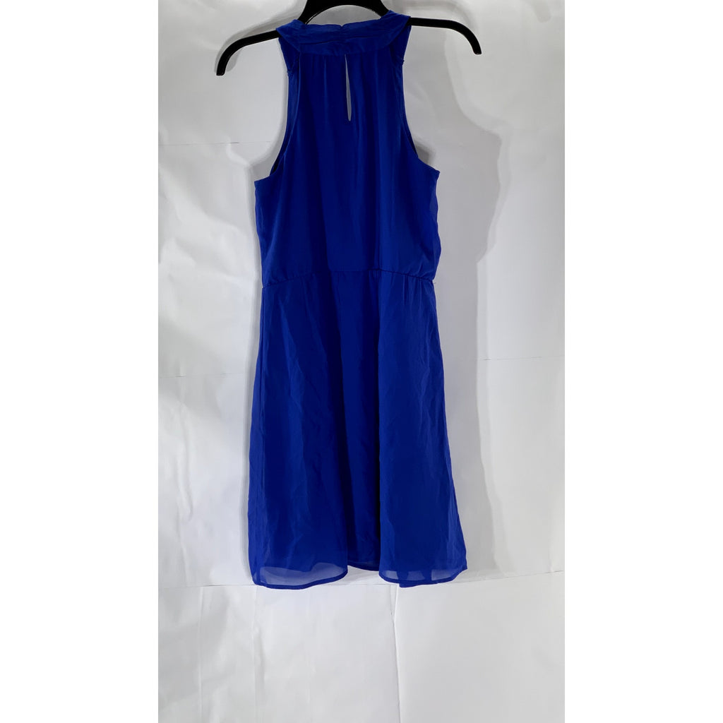 H&M Women's Royal Blue Scoop-Neck Sheer Sleeveless Mini Dress SZ 6