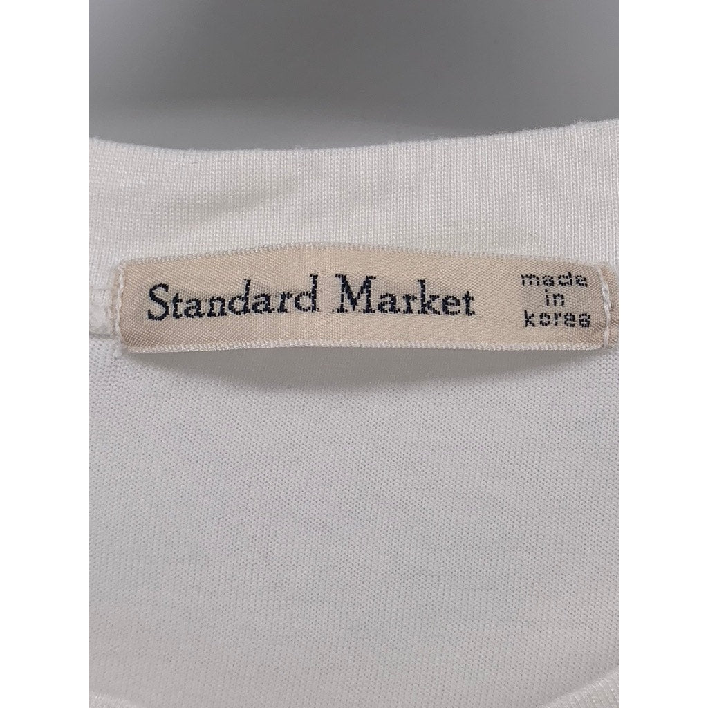 STANDARD MARKET Women's White Crewneck Short Sleeve Relaxed Fit Casual Top SZ S