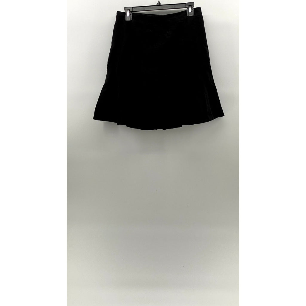 SMART SET Women's Black Linen-Blend Ruffle-Hem Pull-On Mini A-Line Skirt SZ 7