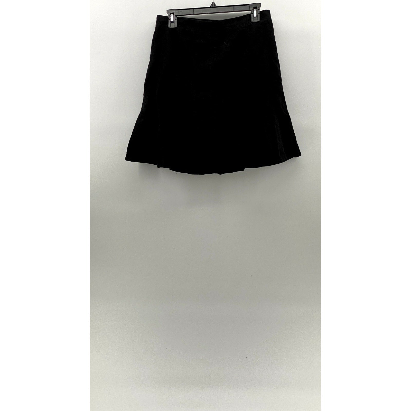 SMART SET Women's Black Linen-Blend Ruffle-Hem Pull-On Mini A-Line Skirt SZ 7