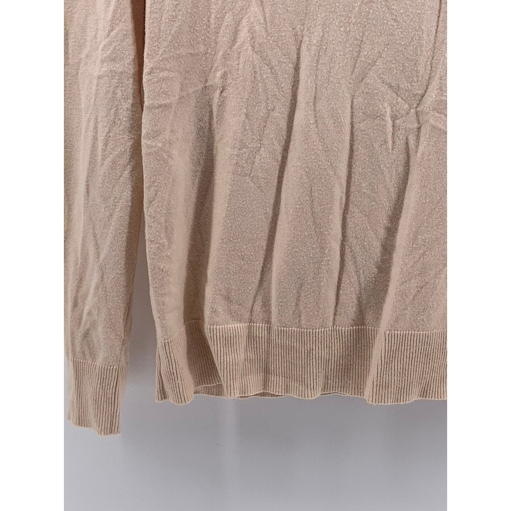 CUPIO Women's Beige Back Tie-Neck Long Sleeve Top SZ L