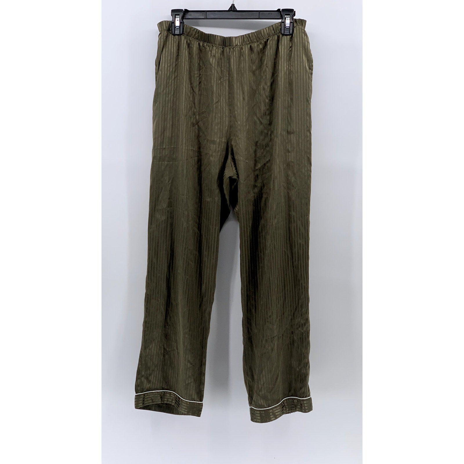 EKOUAER Women's Brown Striped Pull-On Lightweight Relaxed-Fit Pajama Pants SZ M