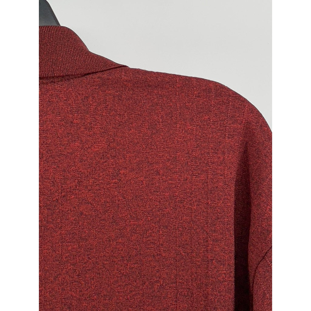 PGA TOUR Men's Maroon Heather Long Sleeve Polo Shirt SZ L