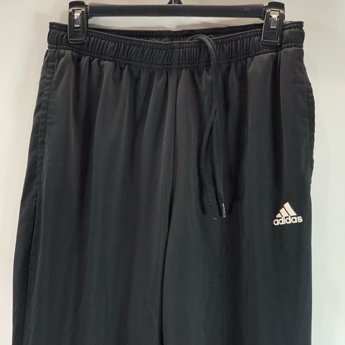 ADIDAS Men's Black Tapered-Leg Pull-On Elastic Waist Track Pants SZ L