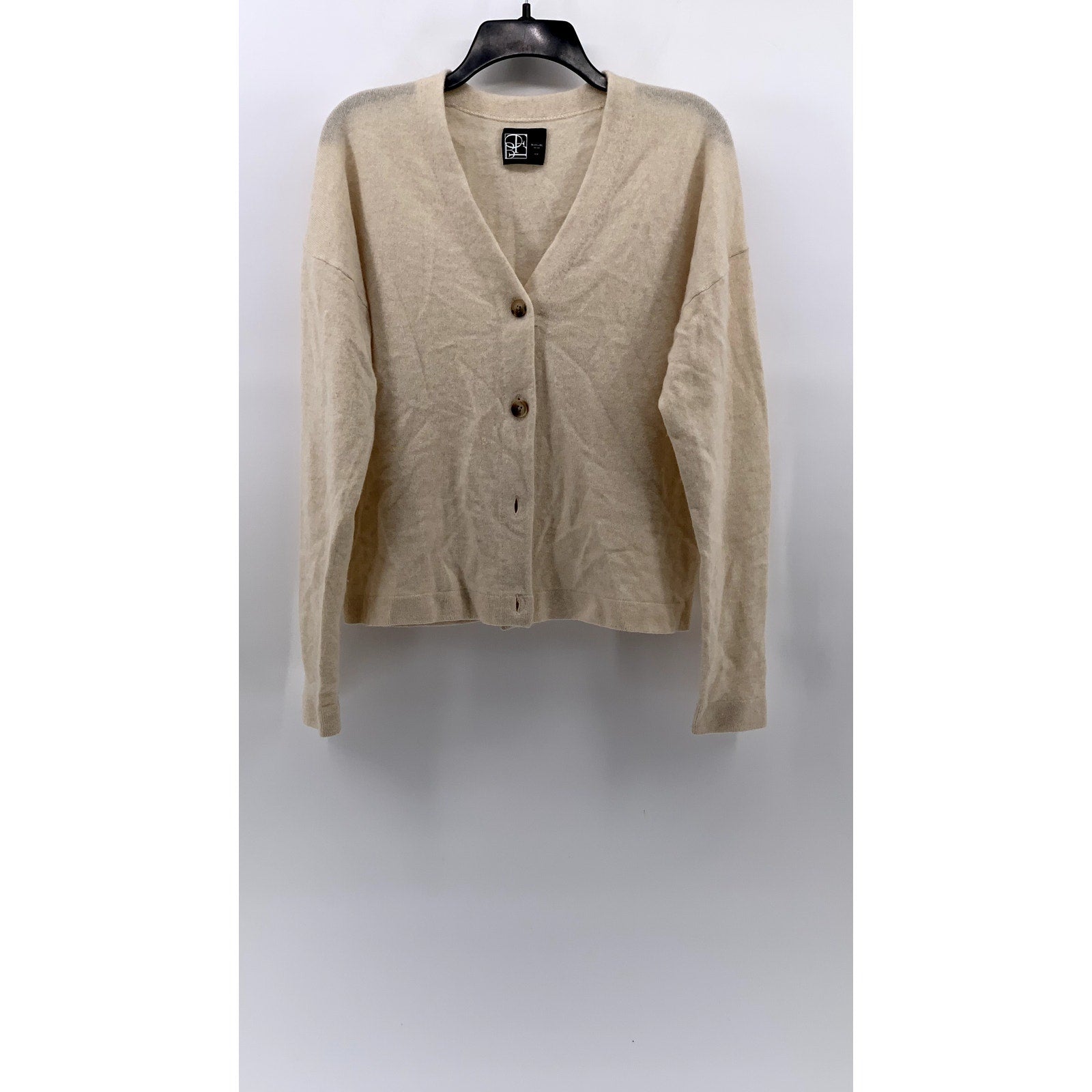 OAK + FORT Black Label Women's Beige Cashmere Button-Up Cardigan SZ XS