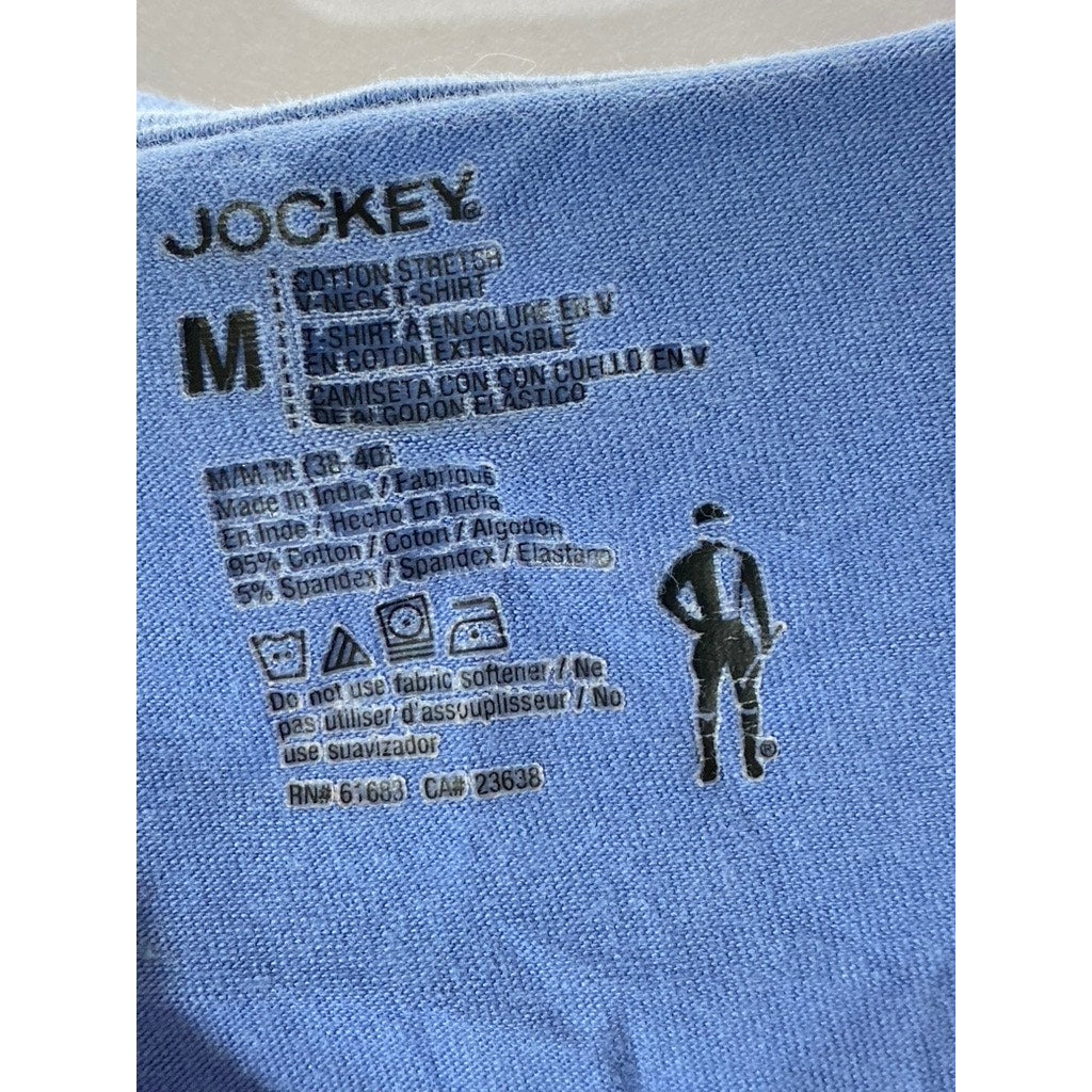 JOCKEY Men’s Blue Solid Cotton Stretch V-Neck Short Sleeve T-Short SZ M