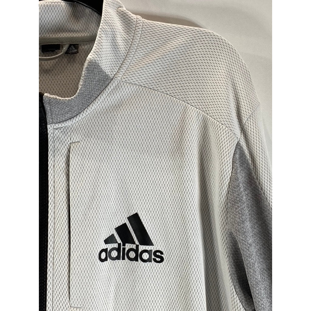 ADIDAS Men's Light Gray Team Issue Zip-Up Bomber Jacket SZ 3XL