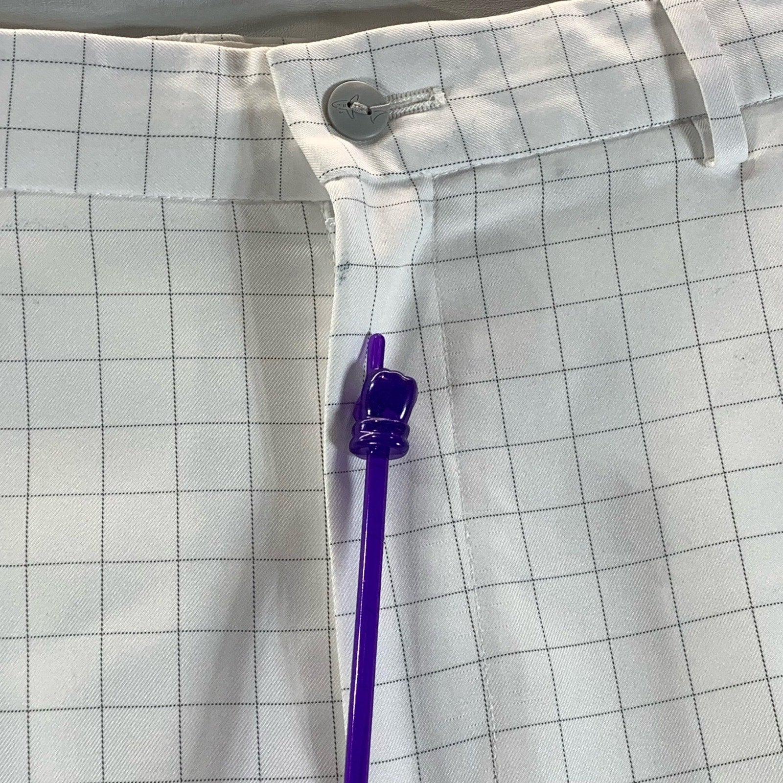 GREG NORMAN Men's White Checkered  Regular-Fit Chino Shorts SZ 34